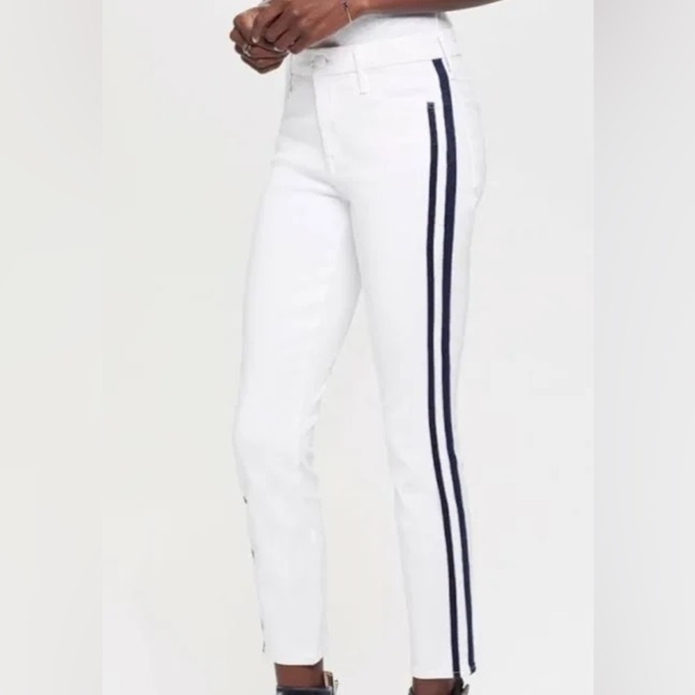 Mother The Hustler ankle Jeans with navy stripe